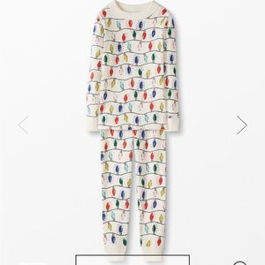 NWOT Hanna Andersson Kids Sz. 14 Long John Holiday Pajama Set Bright Bulbs